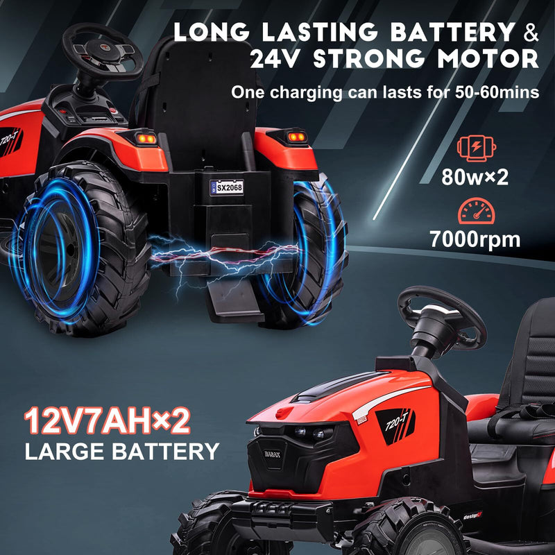 Electric Ride-On Excavator and Bulldozer Vehicle with Trailer for Kids Magic Cars 3