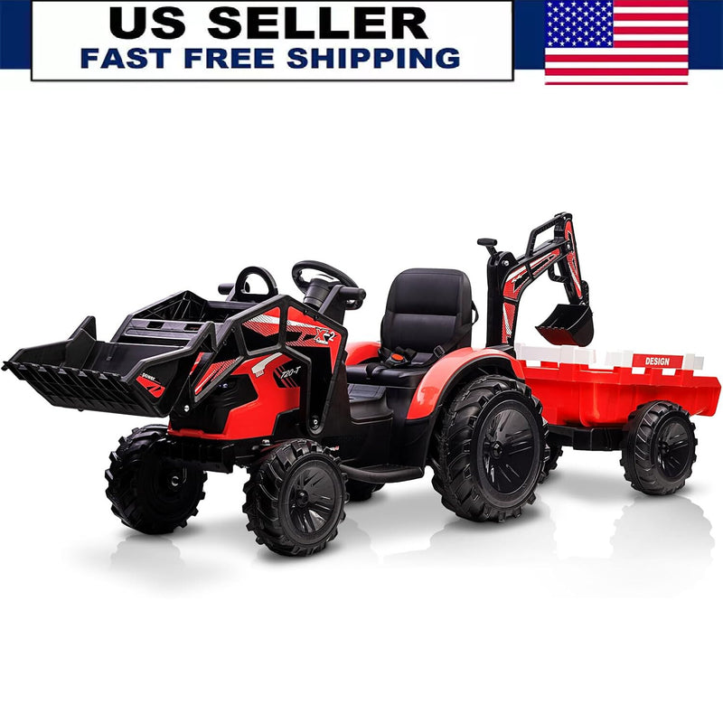 Electric Ride-On Excavator and Bulldozer Vehicle with Trailer for Kids Magic Cars 5