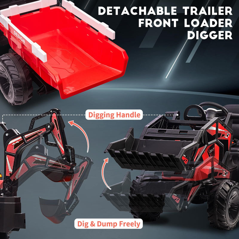Electric Ride-On Excavator and Bulldozer Vehicle with Trailer for Kids Magic Cars 9