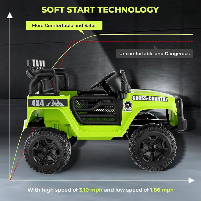 12V Kids Electric Ride-On Jeep Car with Remote Control, 3 Speeds, LED Lights, MP3, and USB Music Player Magic Cars 13