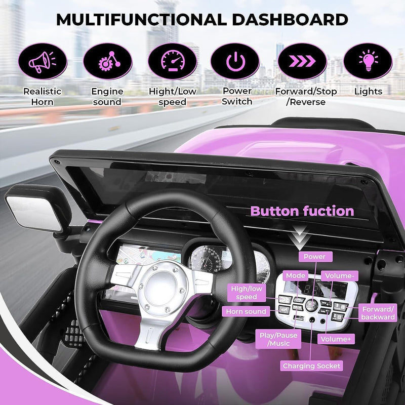 12V Kids Electric Ride-On Jeep Car with Remote Control, 3 Speeds, LED Lights, MP3, and USB Music Player Magic Cars 1
