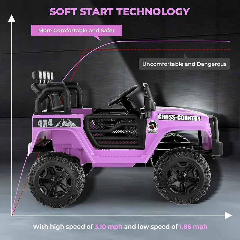 12V Kids Electric Ride-On Jeep Car with Remote Control, 3 Speeds, LED Lights, MP3, and USB Music Player Magic Cars 2