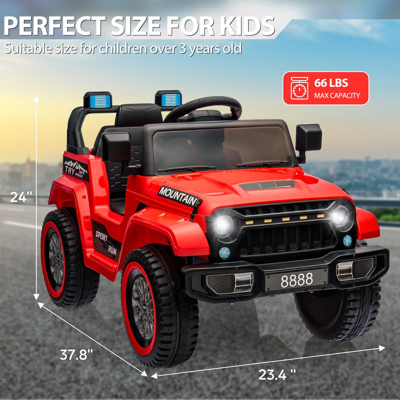 12V Kids Electric Ride-On Truck with 3 Speeds, LED Lights, Music, and MP3 Player Magic Cars 11