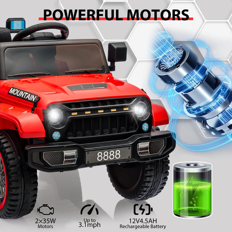 12V Kids Electric Ride-On Truck with 3 Speeds, LED Lights, Music, and MP3 Player Magic Cars 2