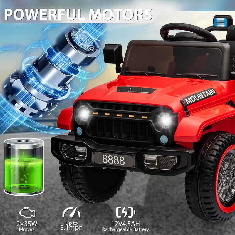 12V Kids Electric Ride-On Truck with 3 Speeds, LED Lights, Music, and MP3 Player Magic Cars 9