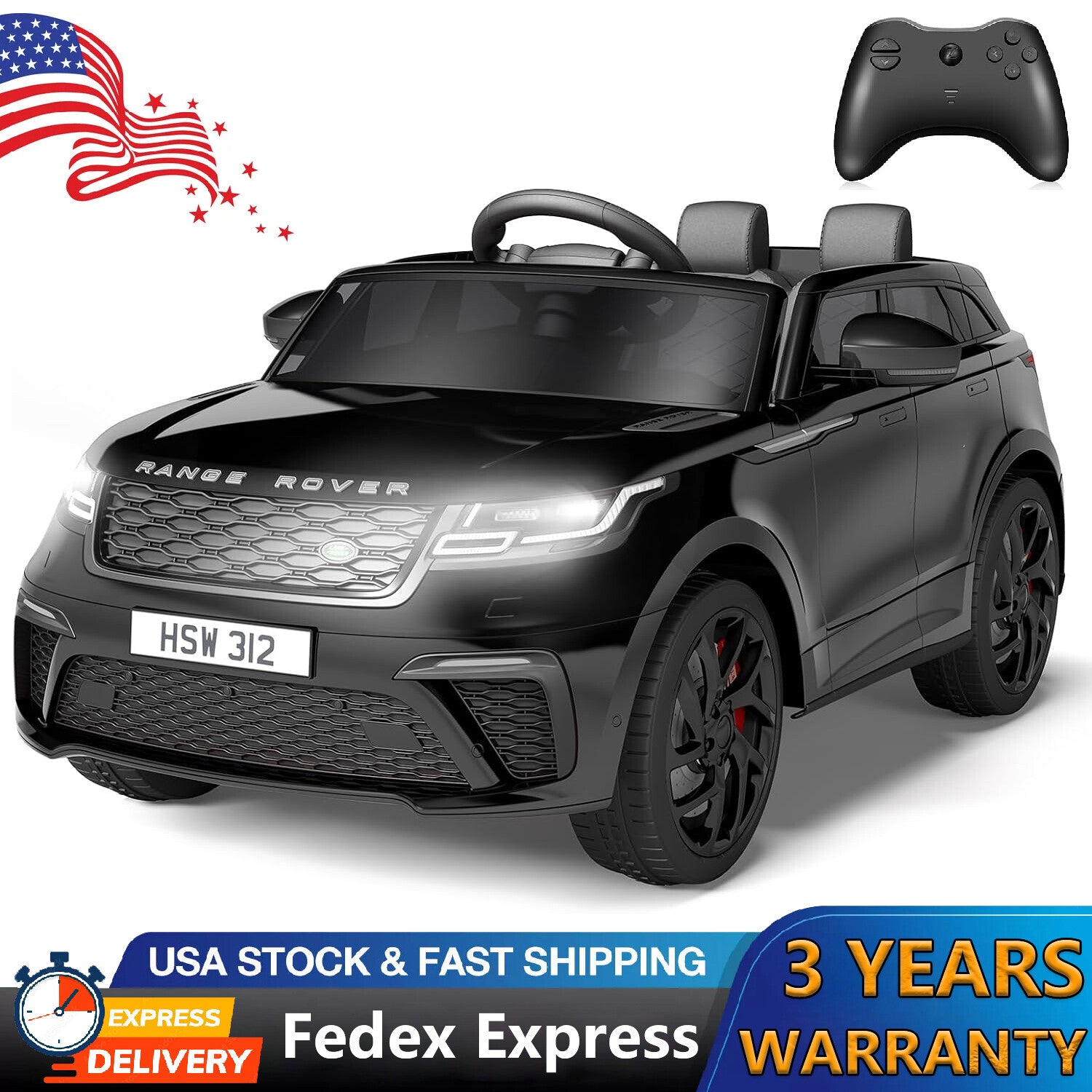 12V Licensed Land Rover Electric Ride-On Car Toy for Kids Ages 4-8
