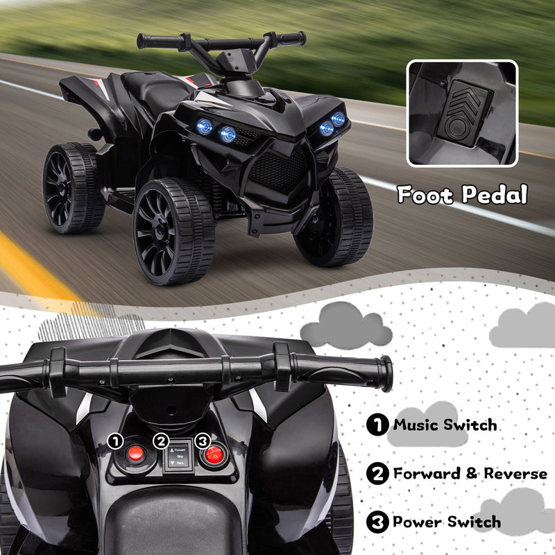 Kids Electric Ride-On ATV with Music and LED Lights, 55lbs Capacity, Black Magic Cars 5
