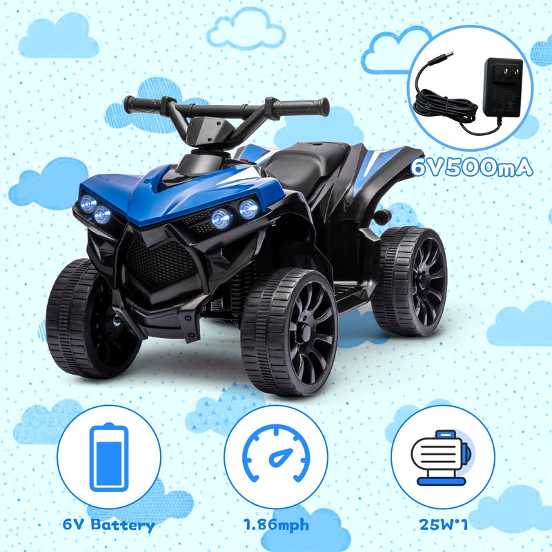 Kids Electric Ride-On ATV with Music and LED Lights, Blue, 55 lbs Capacity Magic Cars 2