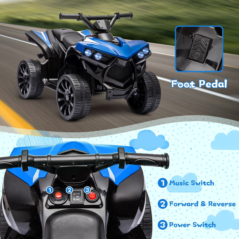 Kids Electric Ride-On ATV with Music and LED Lights, Blue, 55 lbs Capacity Magic Cars Variant 0
