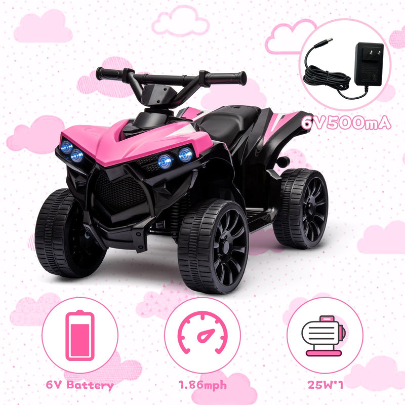 Kids Electric Ride-On ATV with Music and LED Lights, Pink, 55lbs Capacity Magic Cars 2