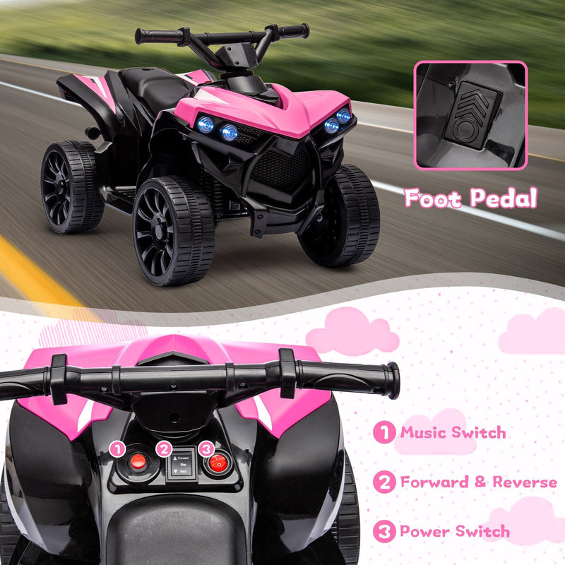 Kids Electric Ride-On ATV with Music and LED Lights, Pink, 55lbs Capacity Magic Cars Variant 0