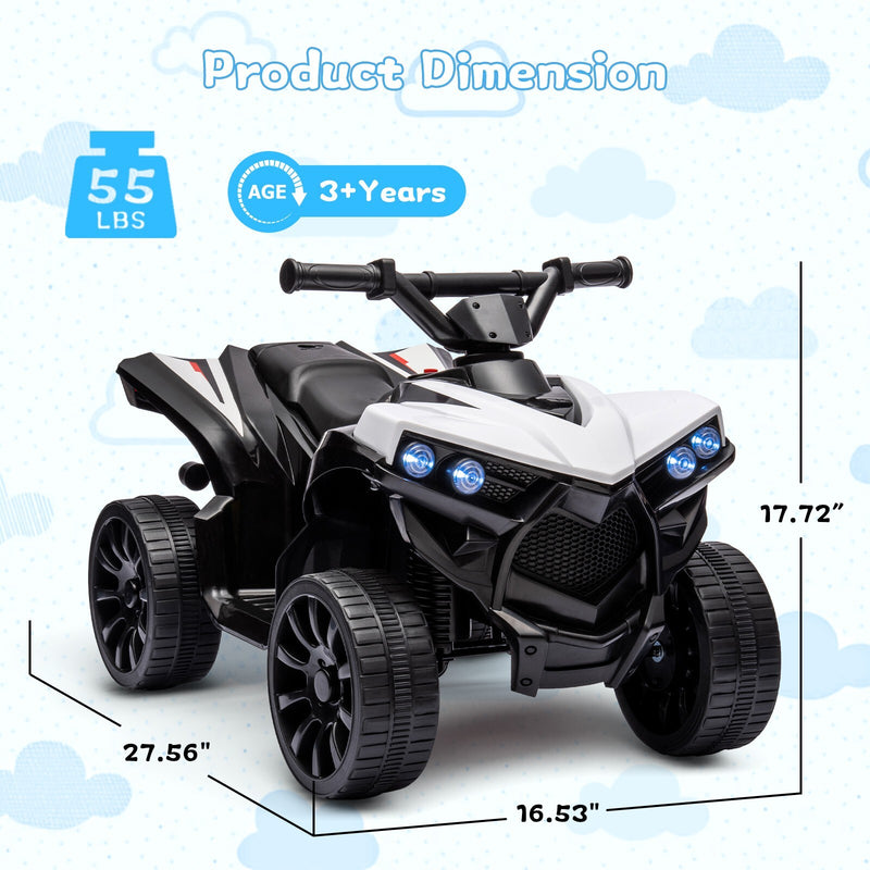 Electric Kids Ride-On ATV with LED Lights and Music, 55lbs Weight Capacity Magic Cars 4