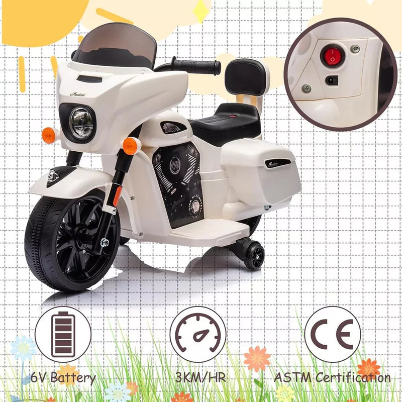 6V Toddler Ride-On Motorcycle with Music and Headlight Gray for Ages 1-3 Years Magic Cars 8