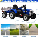Kids Blue Ride-On Tractor with Trailer, Remote Control, and Headlights Magic Cars 1