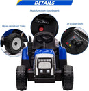 Kids Blue Ride-On Tractor with Trailer, Remote Control, and Headlights Magic Cars 5
