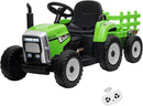 Kids Green Ride-On Tractor with Trailer, Remote Control, and Headlights Magic Cars 0