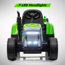 Kids Green Ride-On Tractor with Trailer, Remote Control, and Headlights Magic Cars 2