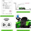 Kids Green Ride-On Tractor with Trailer, Remote Control, and Headlights Magic Cars 5