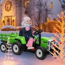 Kids Green Ride-On Tractor with Trailer, Remote Control, and Headlights Magic Cars 6