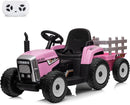 Kids Pink Ride-On Tractor Car with Trailer, Remote Control, and Headlights Magic Cars 0