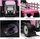 Kids Pink Ride-On Tractor Car with Trailer, Remote Control, and Headlights Magic Cars 6