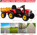 Kids Red Ride-On Tractor with Trailer, Remote Control, and Headlights Magic Cars 1