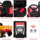 Kids Red Ride-On Tractor with Trailer, Remote Control, and Headlights Magic Cars 4