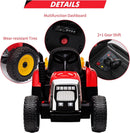 Kids Red Ride-On Tractor with Trailer, Remote Control, and Headlights Magic Cars 5