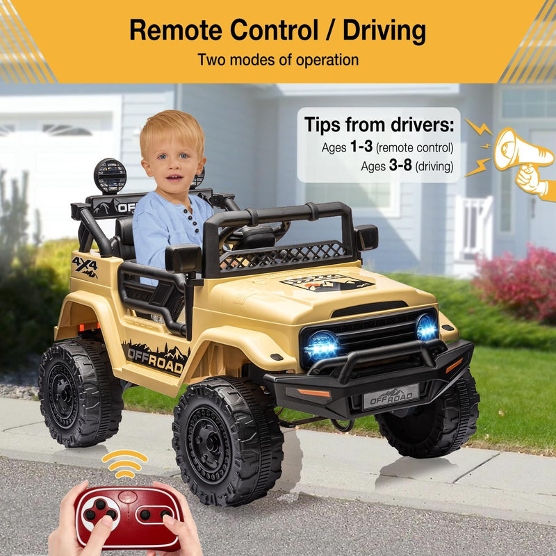 12V Battery-Powered Electric Ride-On Car Truck for Kids with Music and Remote Control Magic Cars 3