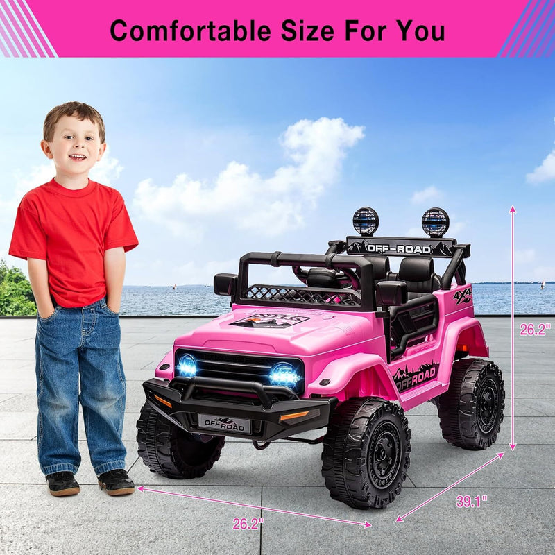 Remote Control Ride-On Truck with Spring Suspension for Kids Ages 3-8 Pink Magic Cars 4