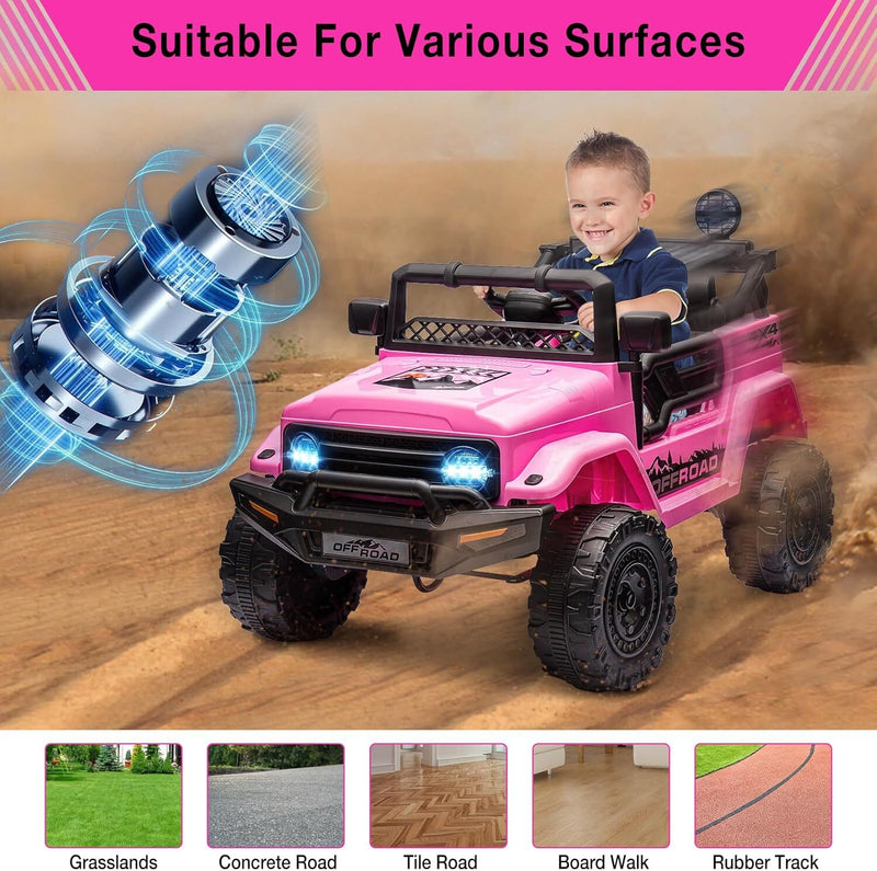 Remote Control Ride-On Truck with Spring Suspension for Kids Ages 3-8 Pink Magic Cars 5