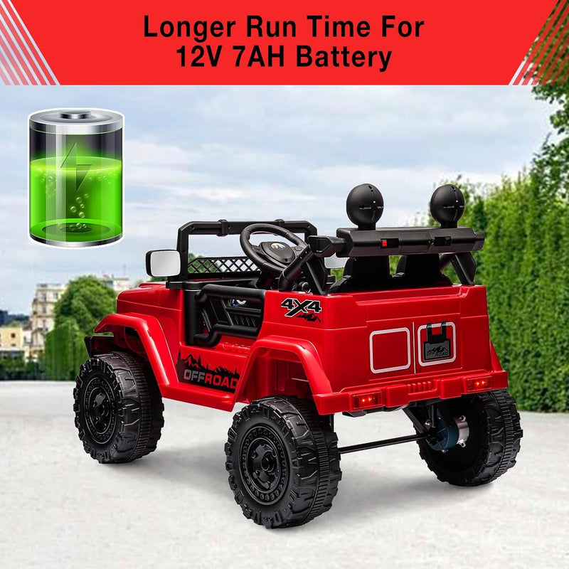 Remote Control Ride-On Truck with Spring Suspension for Kids Ages 3-8, Red Magic Cars 6