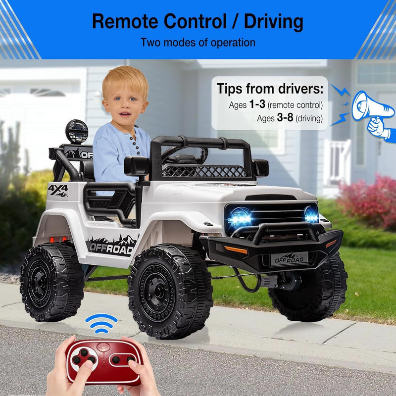 Remote Control Ride-On Truck with Spring Suspension and Music for Kids Ages 3-8 Magic Cars 1