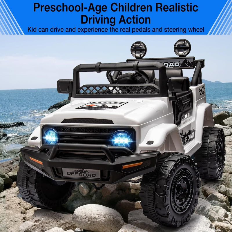 Remote Control Ride-On Truck with Spring Suspension and Music for Kids Ages 3-8 Magic Cars 3