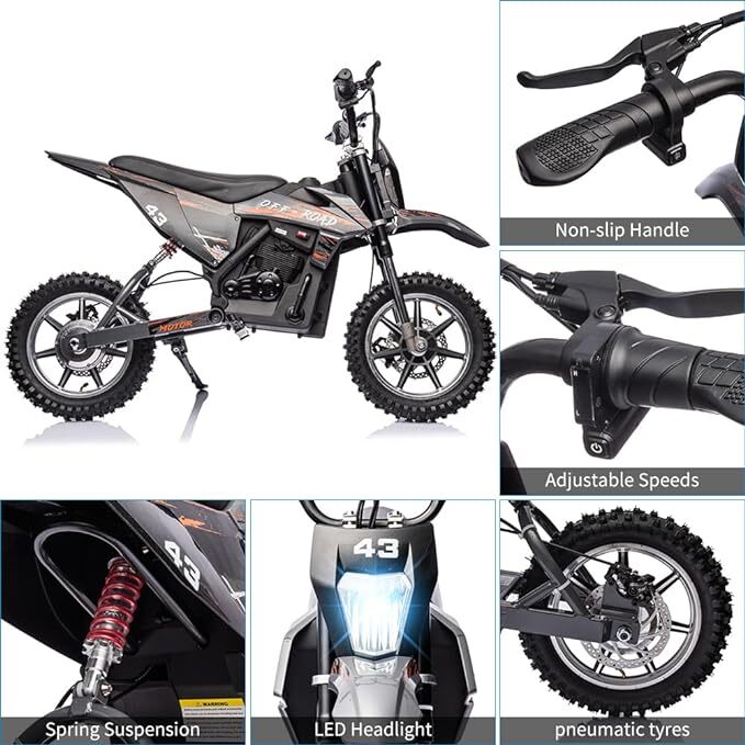 36V Battery-Powered Off-Road Dirt Bike for Kids with Headlight Magic Cars 2