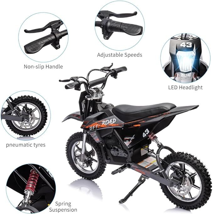 36V Battery-Powered Off-Road Dirt Bike for Kids with Headlight Magic Cars 3