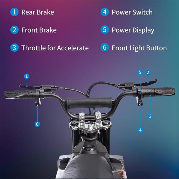 36V Battery-Powered Off-Road Dirt Bike for Kids with Headlight Magic Cars 9