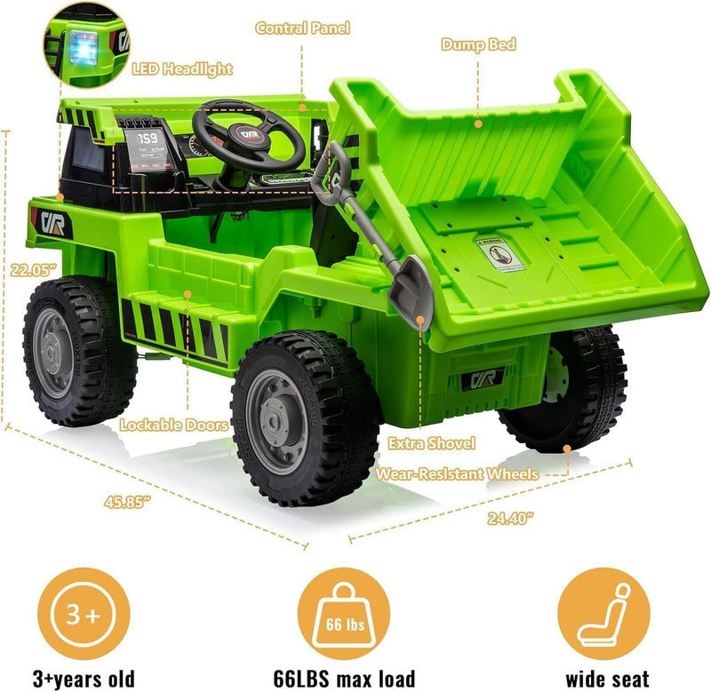 12V Kids Electric Ride-On Dump Truck with 4 Wheels and Remote Control Magic Cars 18