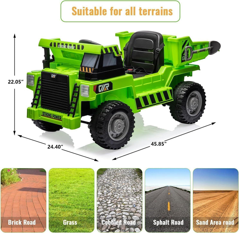 12V Kids Electric Ride-On Dump Truck with 4 Wheels and Remote Control Magic Cars 20