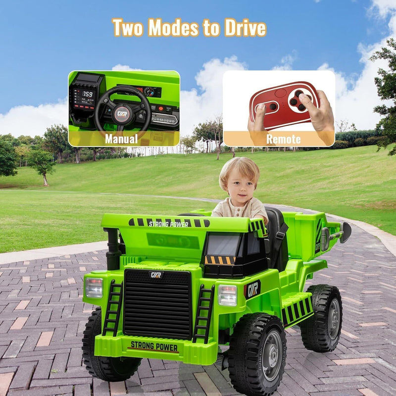 12V Kids Electric Ride-On Dump Truck with 4 Wheels and Remote Control Magic Cars 21