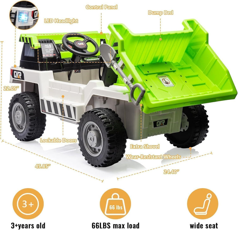 12V Kids Electric Ride-On Dump Truck with 4 Wheels and Remote Control Magic Cars 2