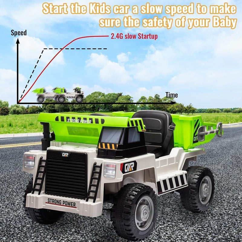 12V Kids Electric Ride-On Dump Truck with 4 Wheels and Remote Control Magic Cars 4