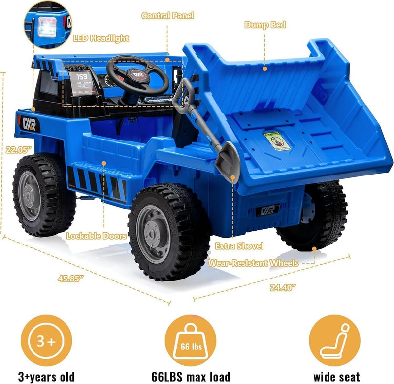 12V Kids Electric Ride-On Dump Truck with 4 Wheels and Remote Control Magic Cars 7