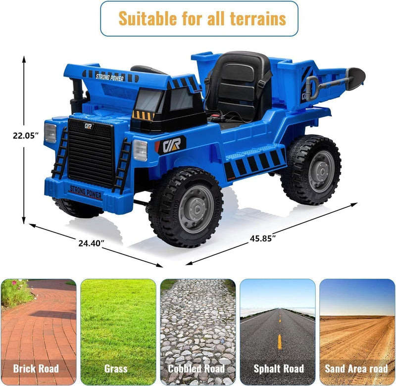 12V Kids Electric Ride-On Dump Truck with 4 Wheels and Remote Control Magic Cars 8