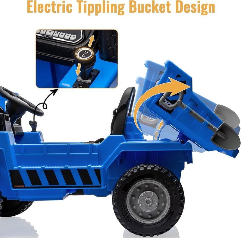 12V Kids Electric Ride-On Dump Truck with 4 Wheels and Remote Control Magic Cars 9
