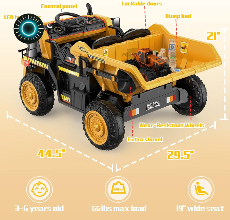 12V Electric Ride-On Dump Truck with Remote Control and Adjustable Dump Bed Magic Cars 5