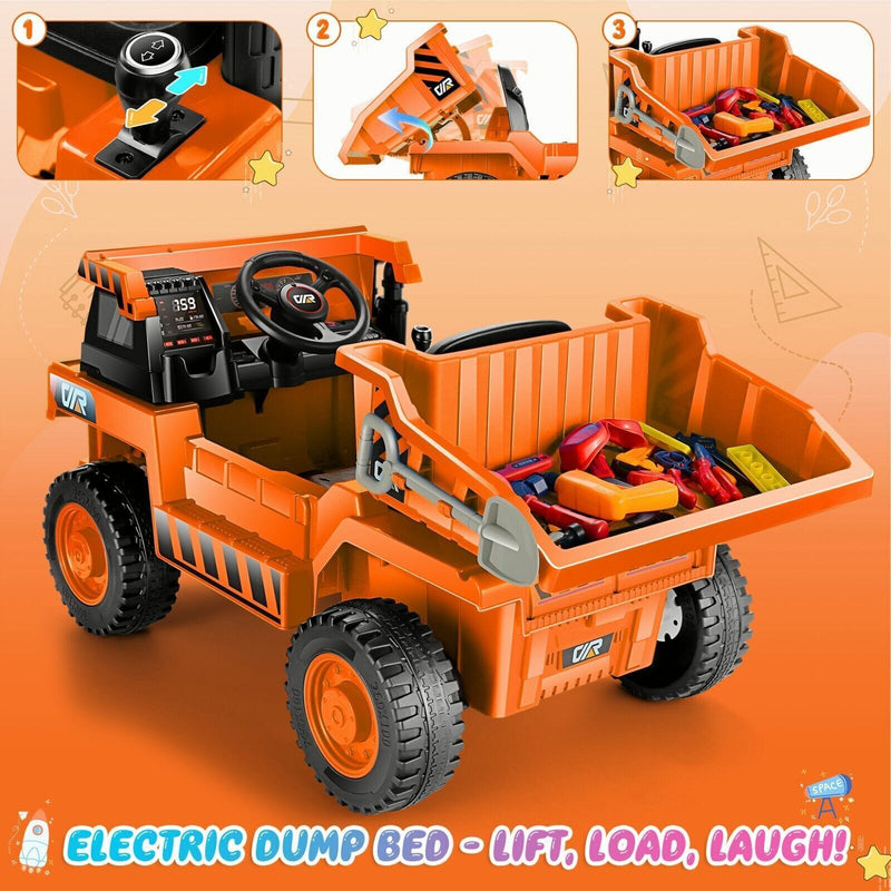 Electric Ride-On Kids Dump Truck with Remote Control and Functional Dump Bed Magic Cars 2