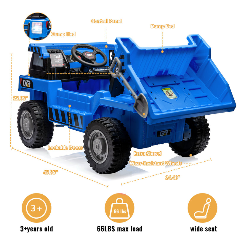Electric Ride-On Dump Truck for Kids with Remote Control and Functional Dump Bed Magic Cars 21