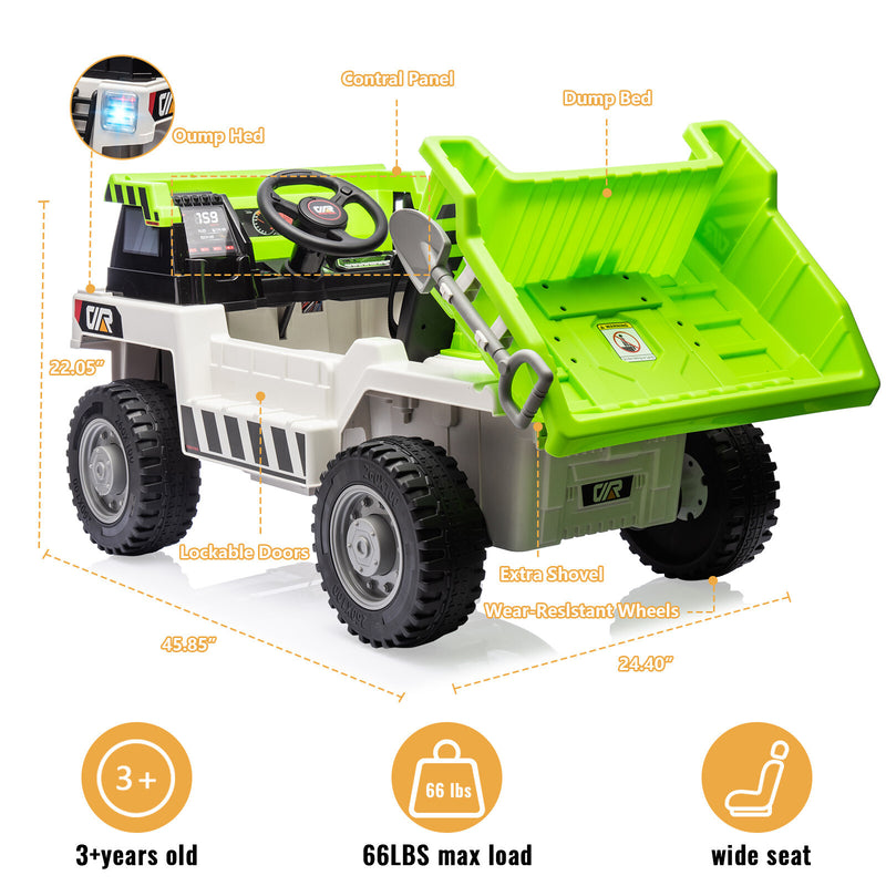 Electric Ride-On Dump Truck for Kids with Remote Control and Functional Dump Bed Magic Cars 2