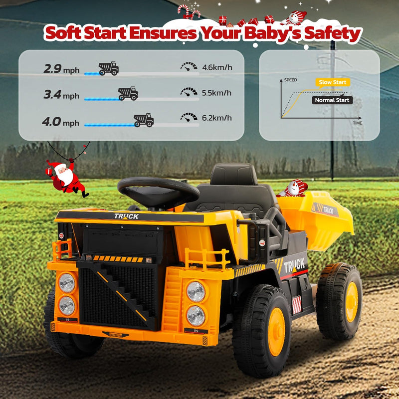 12V Ride-On Dump Truck Toy for Kids with Functional Dump Bed and Shovel Magic Cars 5